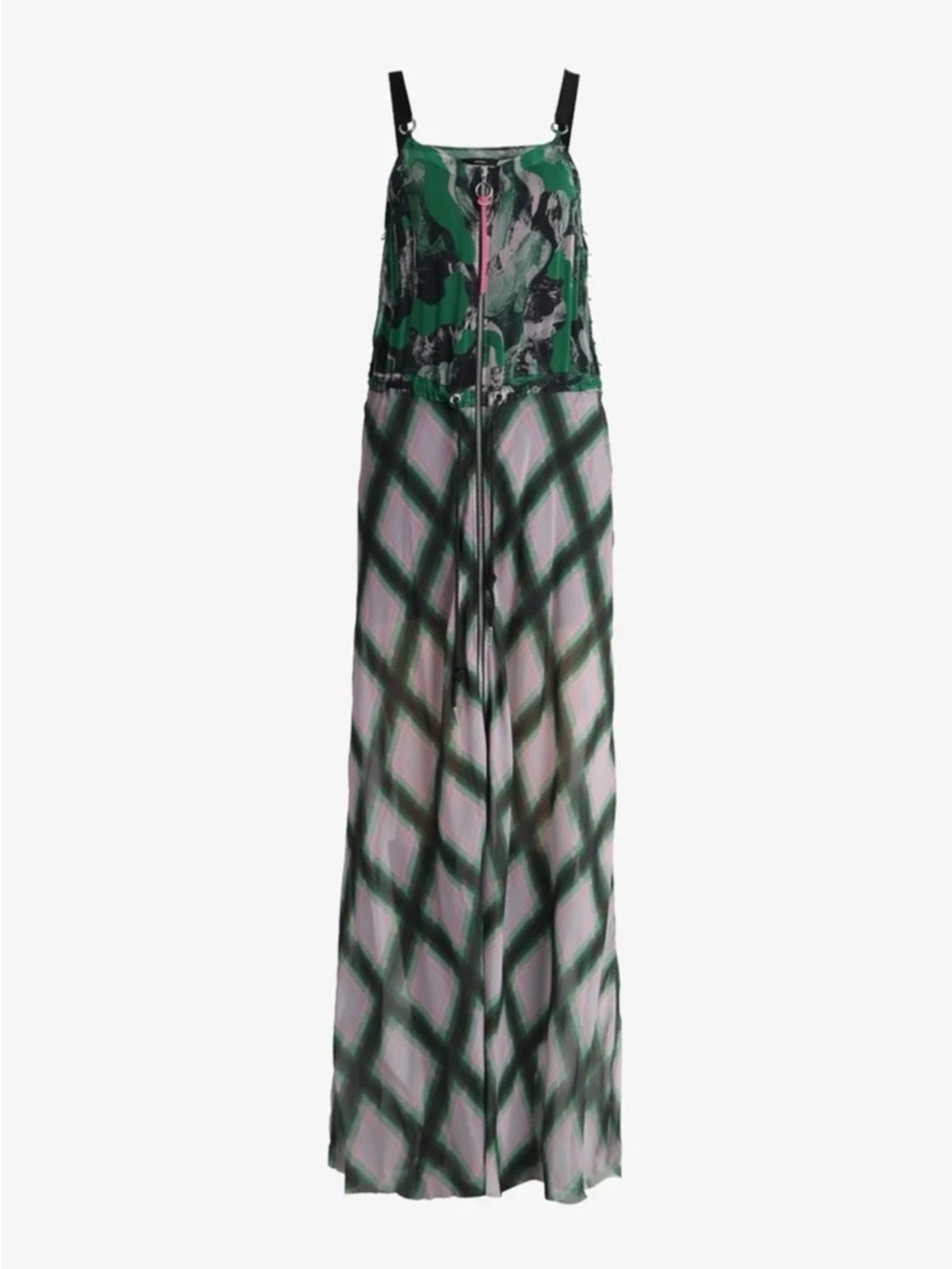 Diesel Green and Pink Printed Maxi Dress / Tunic with Geometric Pattern